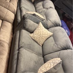 Grey Fabric Sofa And Loveseat 