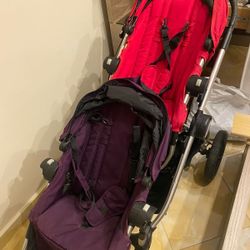 City Select Double stroller by baby jogger. With carseat adapter
