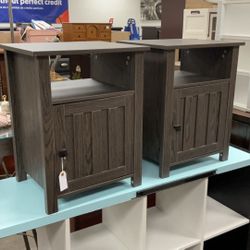 Set Of 2 Nightstands Side End Tables 