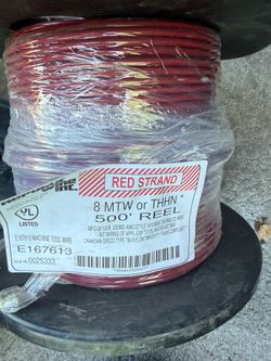 Wire #8 Thhn Red Stranded 500’