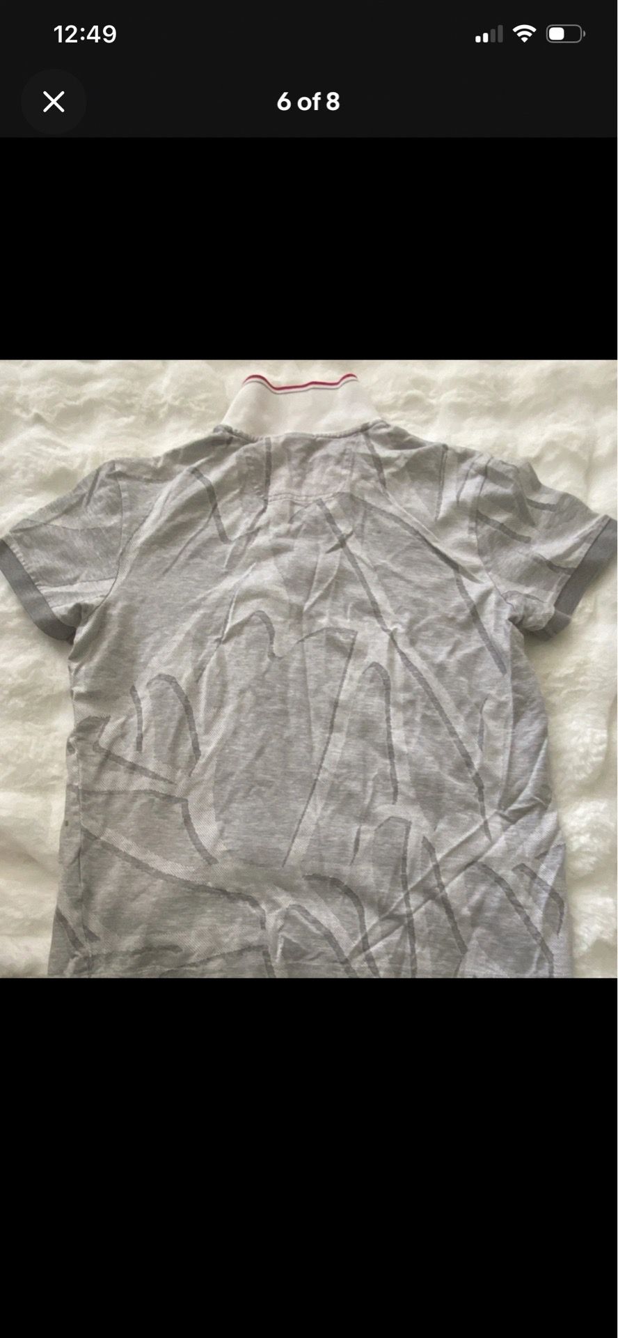 HUGO BOSS Men's Gray Abstract Pattern Polo Shirt Regular Fit Short Sleeve Logo