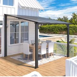 8' x 8' Wall-Mounted Lean to Hard Top Small Gazebo Pergola $120