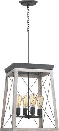 Progress 4-Light Grey Farmhouse Chandelier Light Fixture - NEW