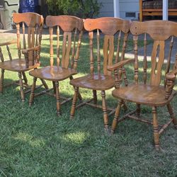 Set of 4 Solid Oak Dining Chairs