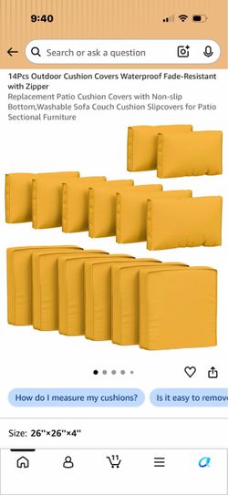 14-Piece Outdoor Cushion Covers with Zipper