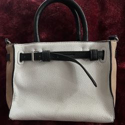 Tan/White Tote Bag