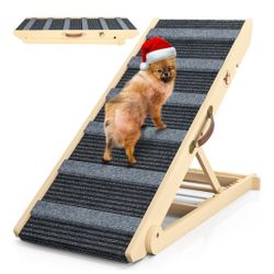 𝟮𝟬𝟮𝟱 𝐔𝐩𝐠𝐫𝐚𝐝𝐞𝐝 Dog Ramp, Portable Pet Ramp for Large Small Old Dogs Cats with 7 Adjustable Heights 11" to 26.6", Non-Slip High Traction Ram
