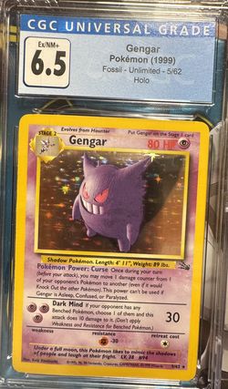 Gengar Pokémon (1999) Fossil - Unlimited - 5/62 Holo CGC 6.5