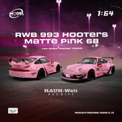 Modelmodel 1:64 Porsche RWB 993 HOOTERS Matte Pink #68 Diecast