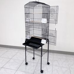 (NEW) $55 Bird Cage 60” Tall Standing Parrot Parakeet with Rolling Stand 18x14x60 Inches 
