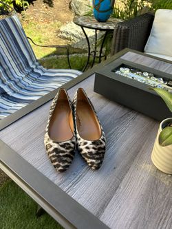 New Aquatalia Women's Perla Haircalf Ballerina Flats in Snow Leopard