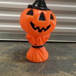 RETRO Pumpkin Blow Mold Halloween w/Hat 1969 14" Indoor/Outdoor Vintage Original