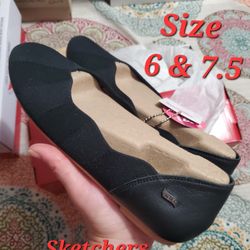 Skechers Girls Black Flats Size 6 & 7.5