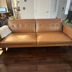 Camel Leather Couch 