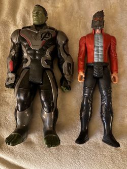 Six 12” Marvel Comics action figures. Played with