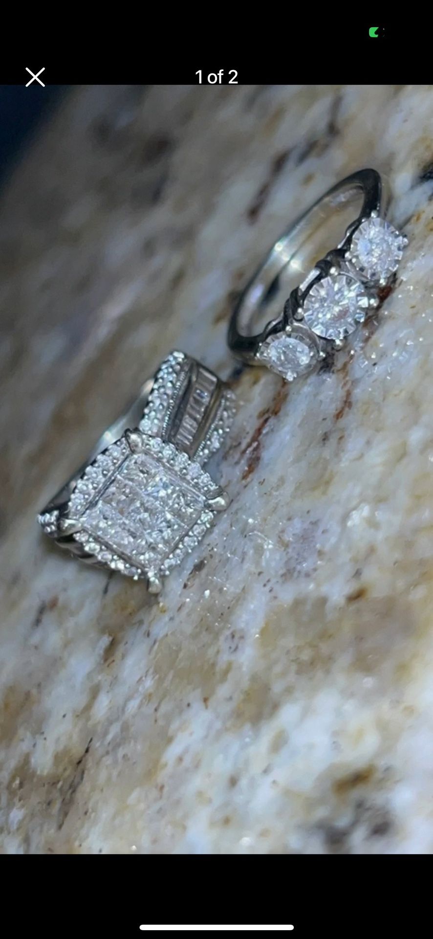 Over 2ct Weight 10k White Gold Wedding Ring Set