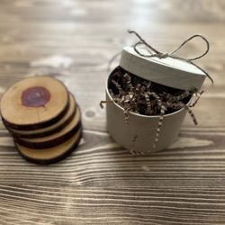Set Of 4 Cedar Coasters With Gift Box