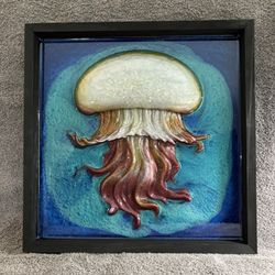 Jellyfish Marine Life Resin Wall Plaque Handmade Size 12x12