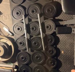 Cast Iron Weight Plates with Dumbbell Bars