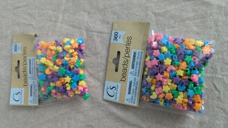 Crafter's Square Multicolor Opaque Plastic Pony Beads Stars Hearts Flowers 360pc