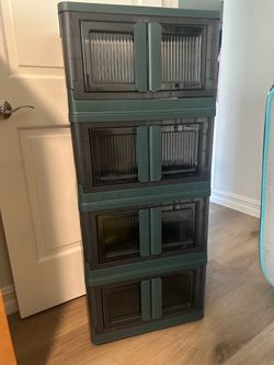 Brand New - stackable storage bins with doors