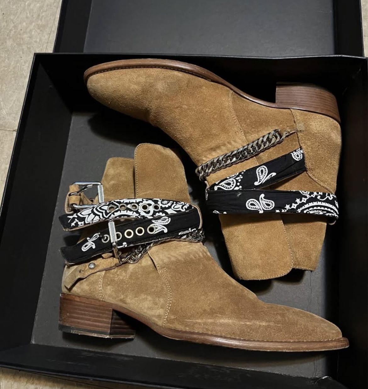 Amiri suede bandana buckle designer boots size 44