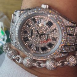 Custom Moissanite Diamond Bust Down Watch With Rotating Display Case.