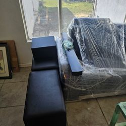 Sofa L BLACK ITALIAN LEATHER