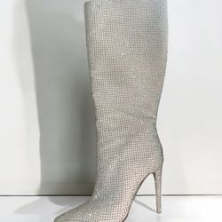 JLo Knee Boots White Crystal 8