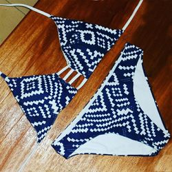 Dark Blue & White Bikini