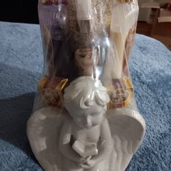 Angel Cherub Planter Gift Package Lotion, Bath Gel Candle Brand Star Light