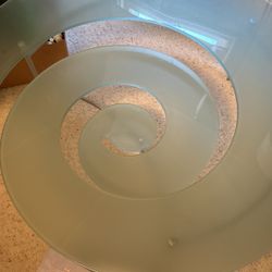 Frosted Turquoise Hint Glass Spiral Table