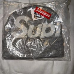 Gray Big Logo Supreme Beanie