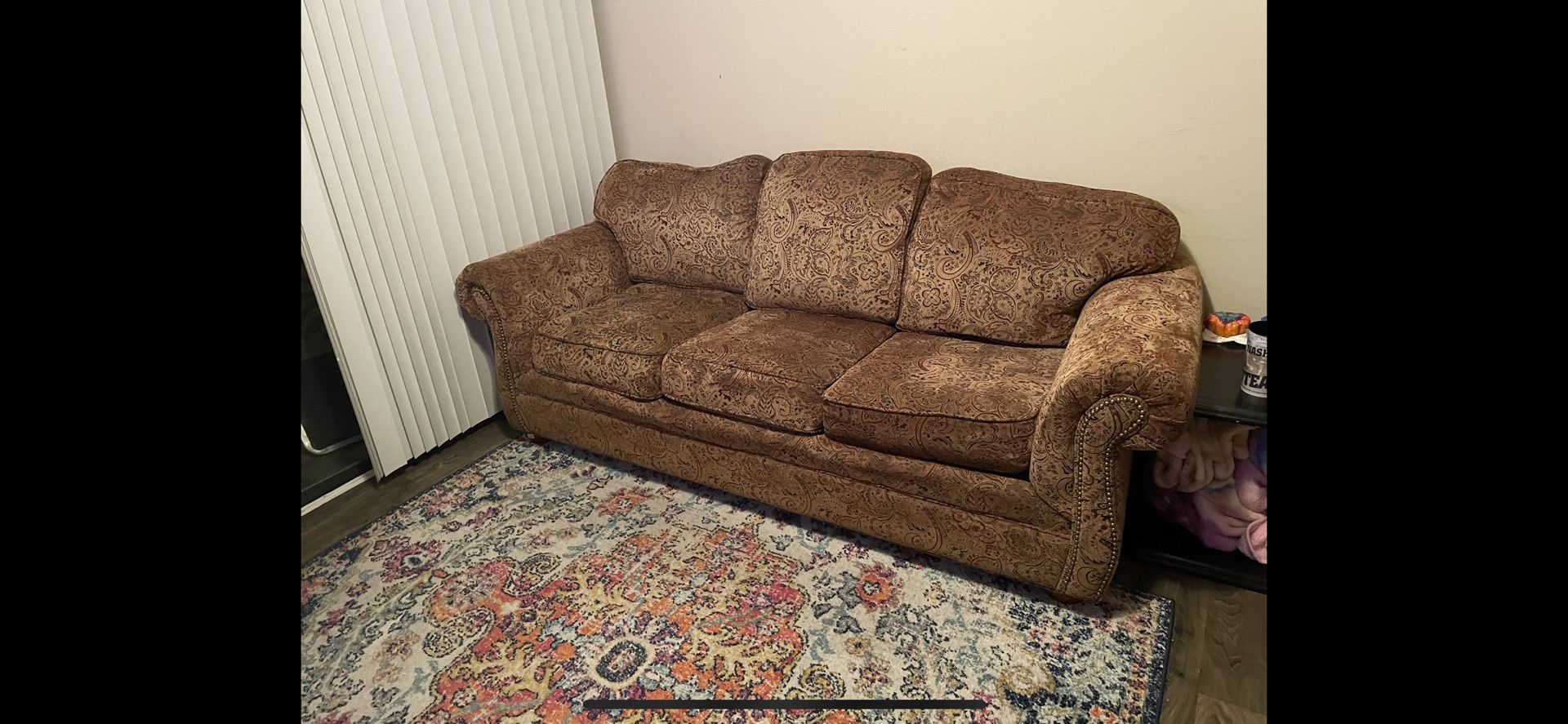 Red Brown Gold Paisley Couch & Loveseat