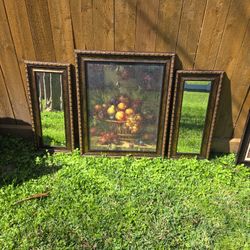 Cuadro de Coratibo Con dos Espejos en Los La terales  27x34 Y Los Espejos 14x29