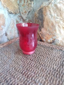 Red Etched Glass Vase