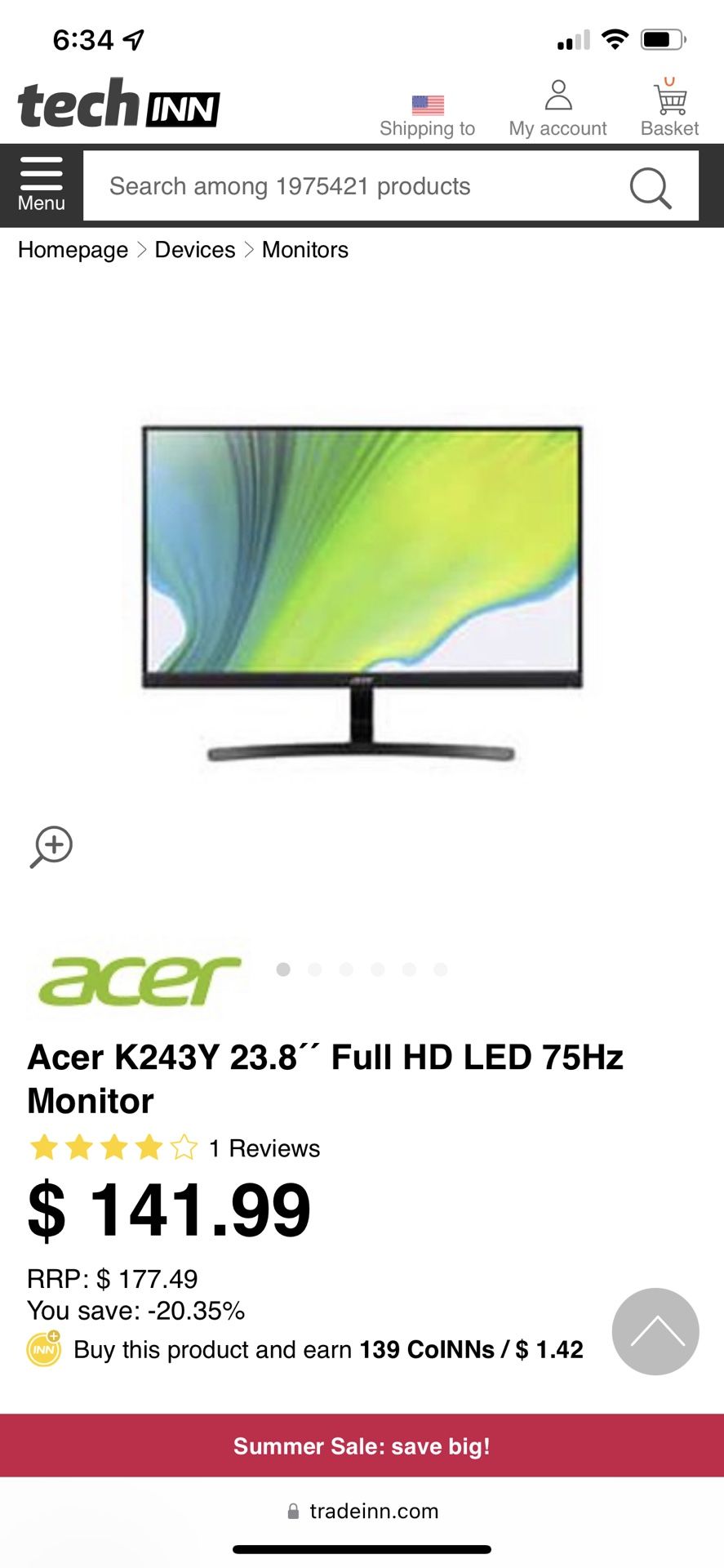Acer Monitor With Full Motion Gas Riser for Sale in Boston, MA - OfferUp