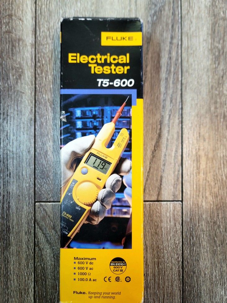 Fluke T5-600 Electrical Voltage, Continuity and Current Tester, Measures Up To 100 A Without Contact, Automatically Select AC/DC Voltage