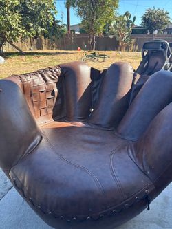 Baseball Glove Chair Brown Faux Leather