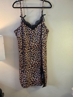 Leopard Print Satin Slip Dress 3X
