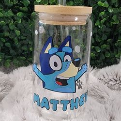 Bluey Personalized Glass Cup