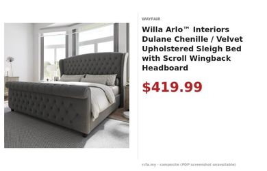 Willa Arlo Dulane Upholstered Sleigh Bed. —Few Parts Missing