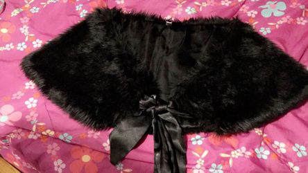 Prom black furry shawl