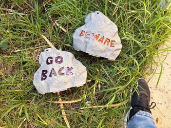 2 Gray Plastic Halloween Rocks stones