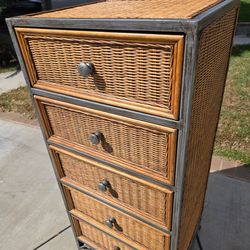 Bamboo 5 Drawer Dresser Metal Frame
Wood

47" H  x  19" L  x  21" W