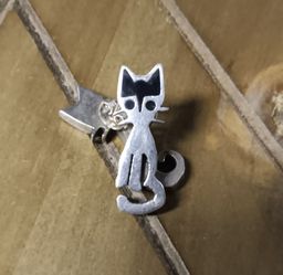 Vintage Mid Century Mexico Taxco Cat Earrings