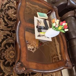 Solid wood Coffee table 52” long x 34” wide and side table 24” x 28”