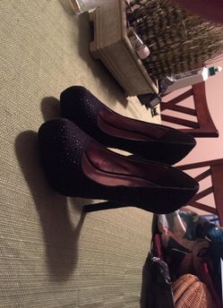 Black Rhinestone stilettos 6"