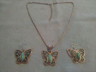 Butterfly Pendant & Earrings Set