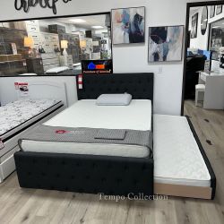 BED FRAME FULL SIZE WITH TWIN TRUNDLE, FOUNDATION NOT REQUIRED - [NEW]
